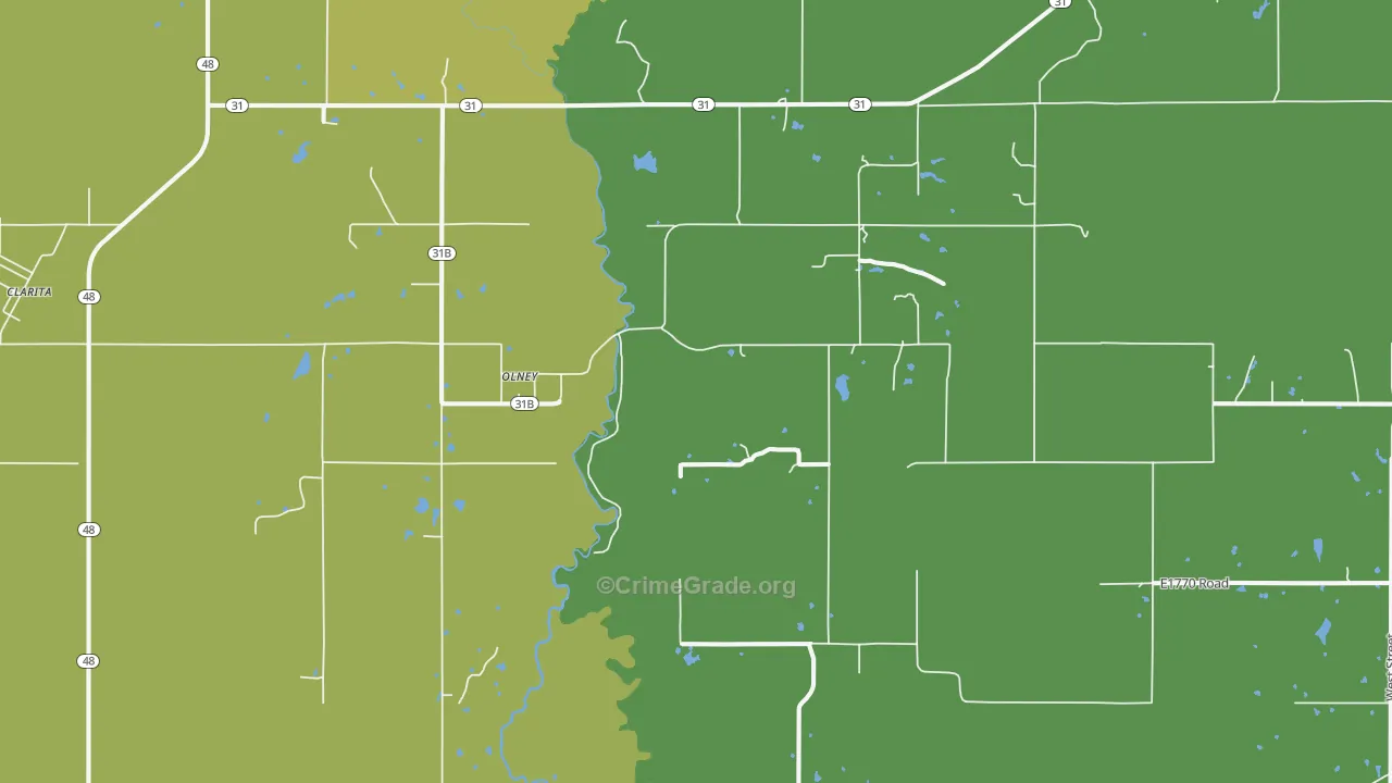 Olney, OK Map of Vehicle Theft Rates