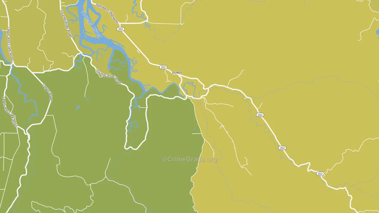 Olney, OR Map of Vehicle Theft Rates