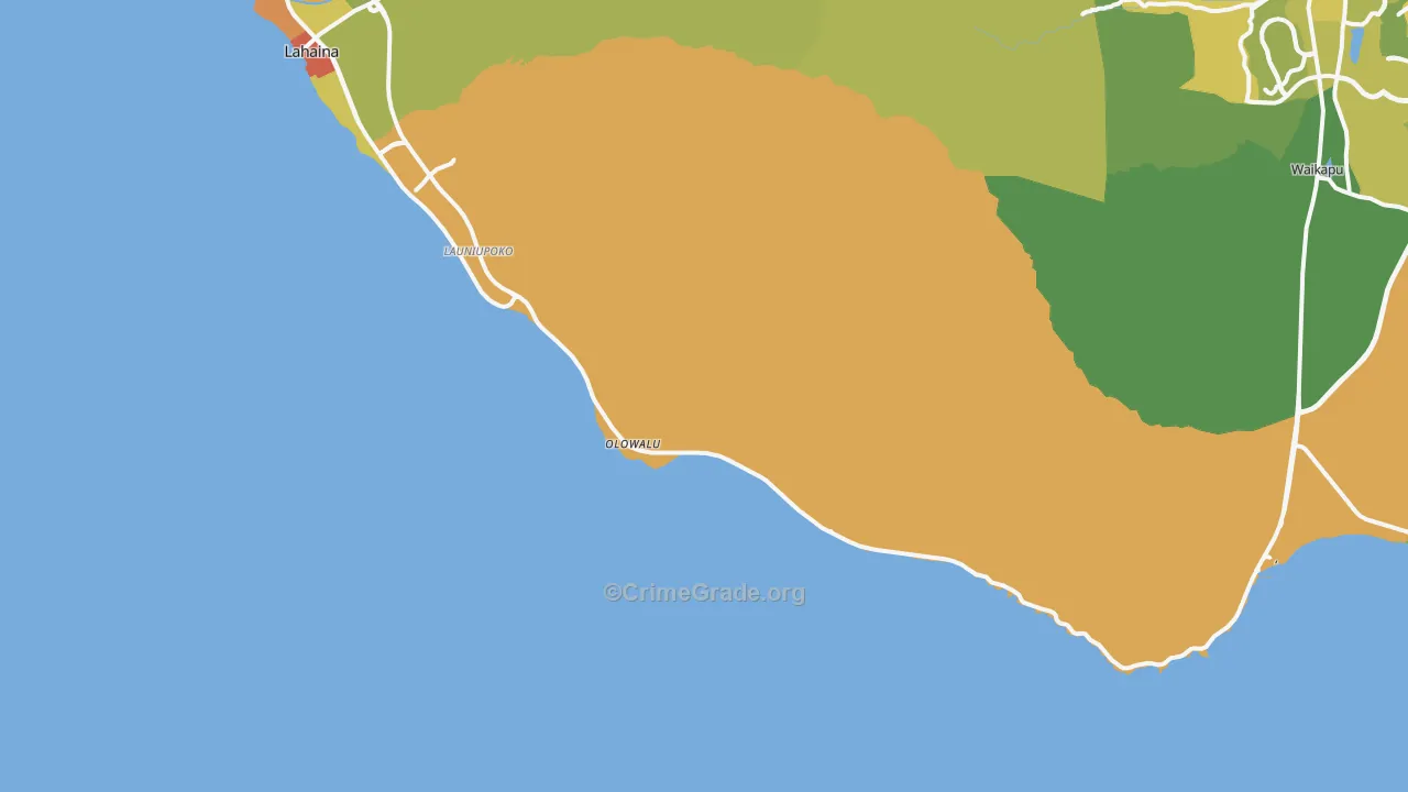 Olowalu, HI Map of Vehicle Theft Rates