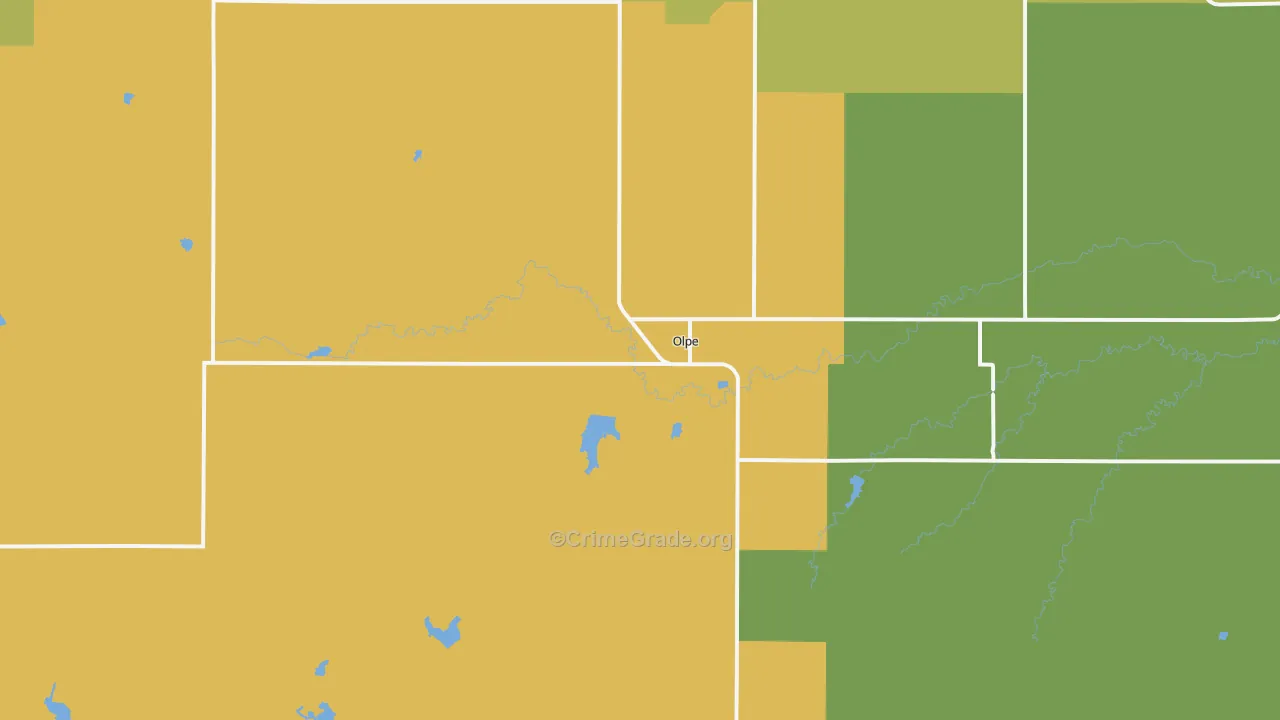 Olpe, KS Map of Vehicle Theft Rates