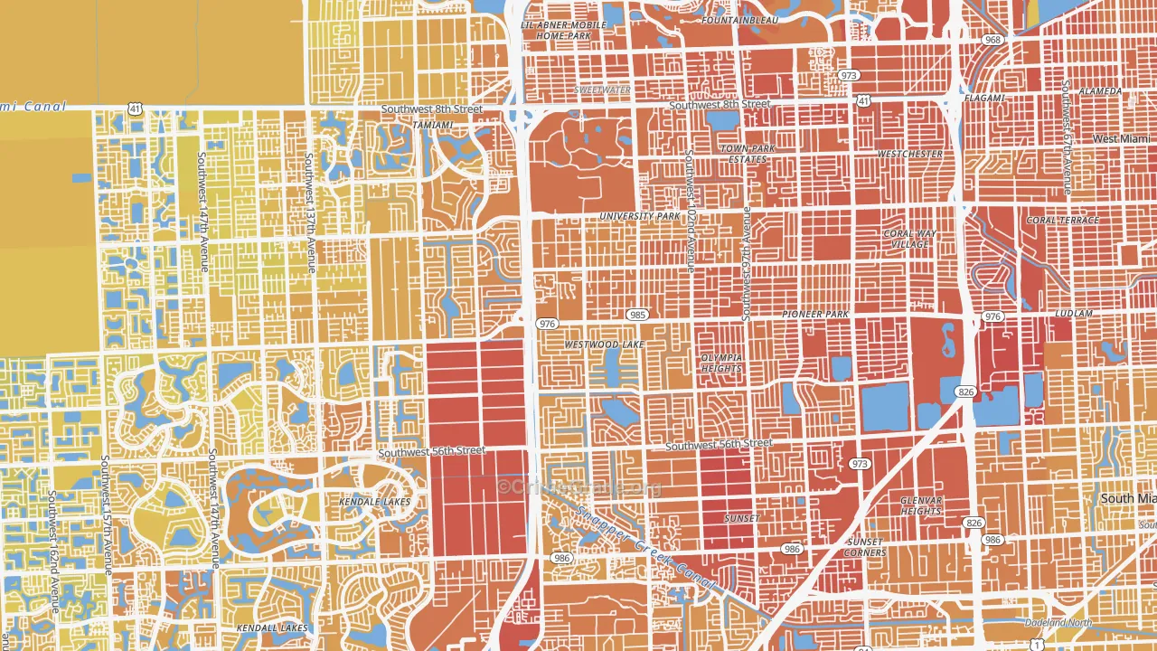 Olympia Heights, Miami, FL Map of Vehicle Theft Rates