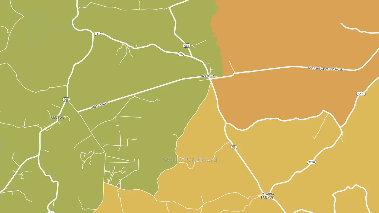 Olympia, KY Map of Vehicle Theft Rates