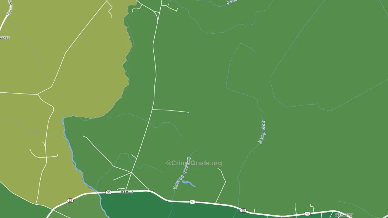Olympia, NC Map of Vehicle Theft Rates
