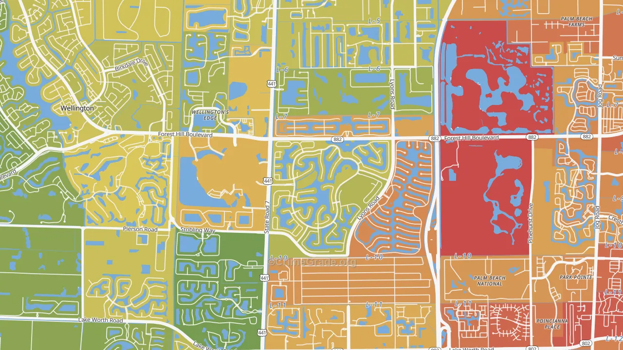 Olympia, Wellington, FL Map of Vehicle Theft Rates