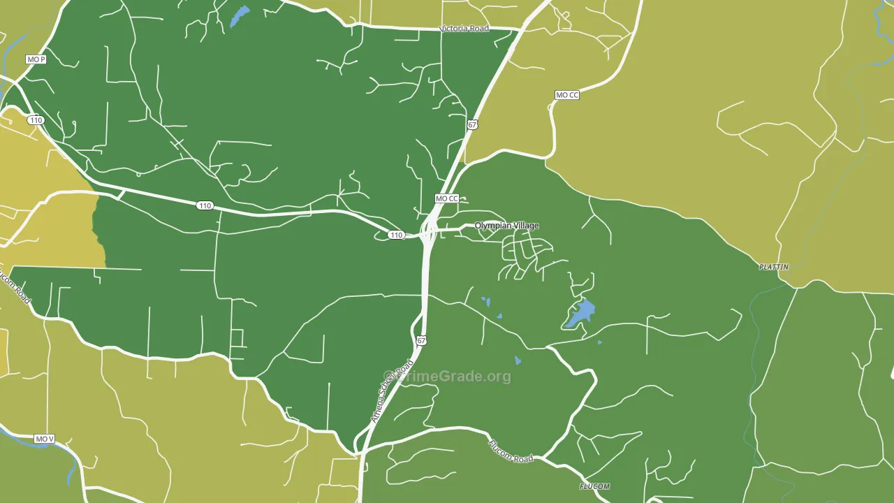 Olympian Village, MO Map of Vehicle Theft Rates