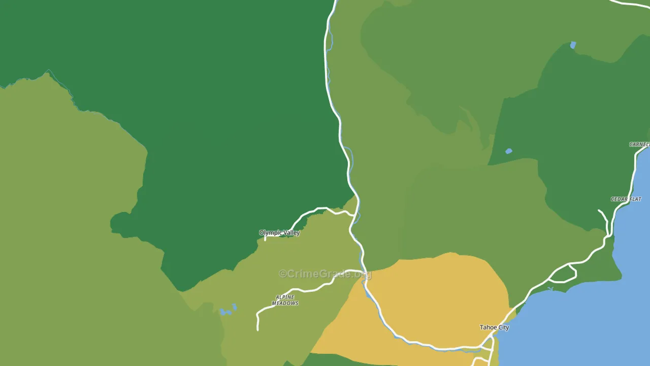 Olympic Valley, CA Map of Vehicle Theft Rates