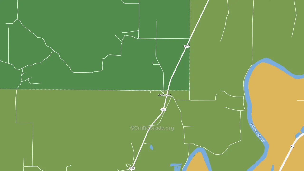 Olyphant, AR Map of Vehicle Theft Rates