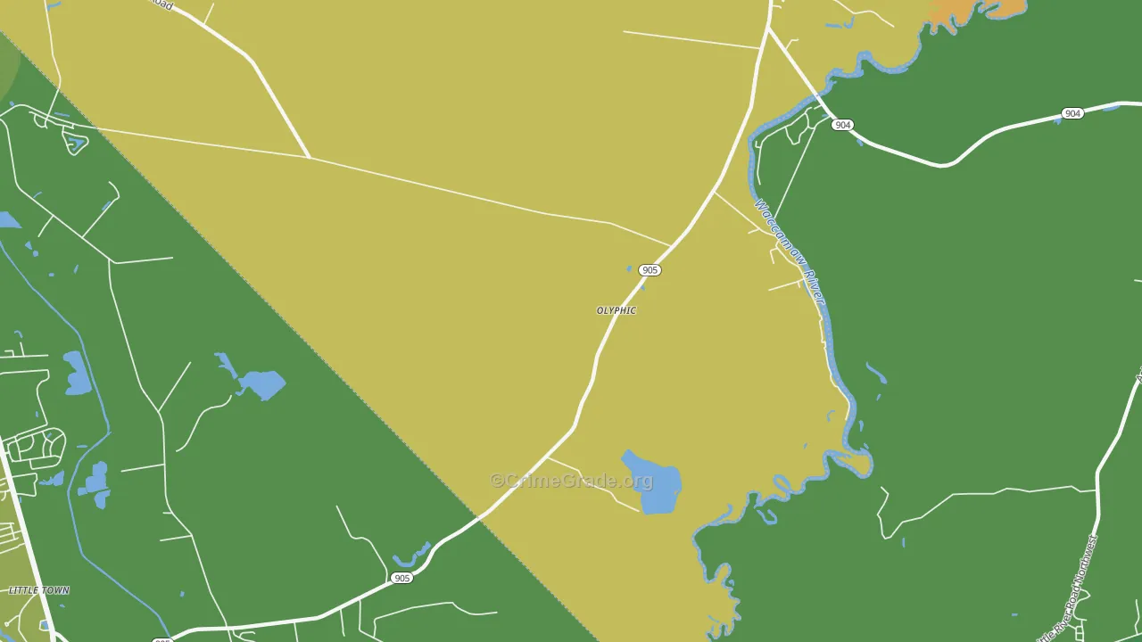 Olyphic, NC Map of Vehicle Theft Rates