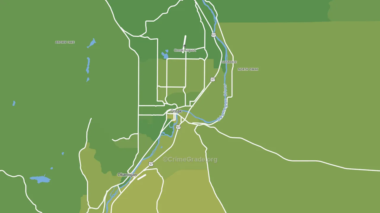 Omak, WA Map of Vehicle Theft Rates