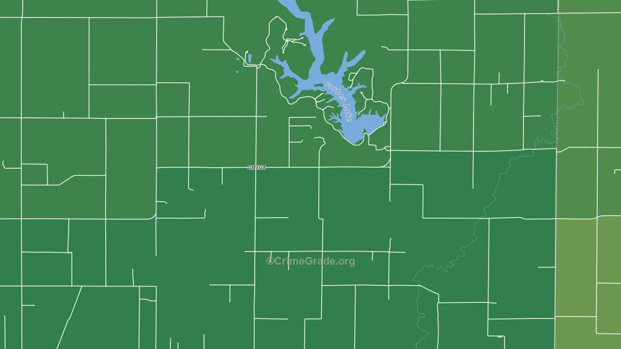 Omega, IL Map of Vehicle Theft Rates