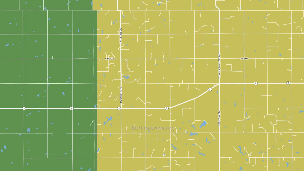 Omega, OK Map of Vehicle Theft Rates