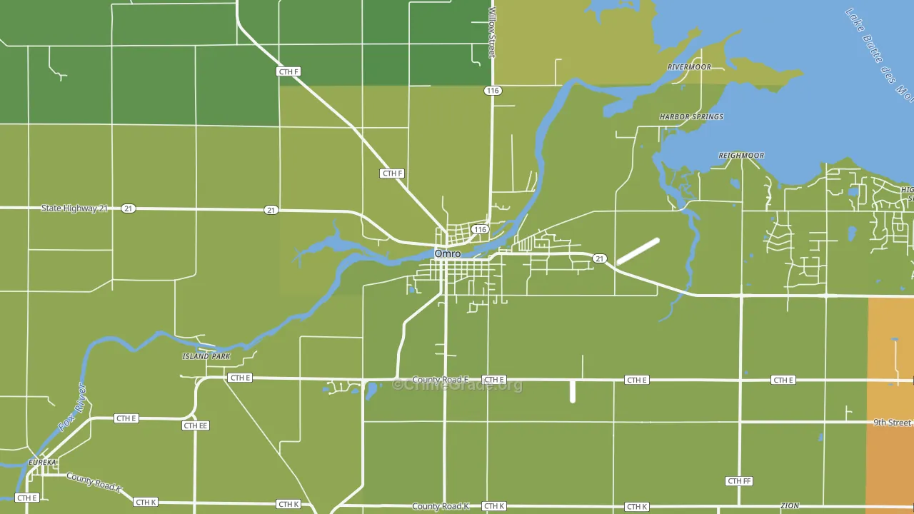 Omro, WI Map of Vehicle Theft Rates