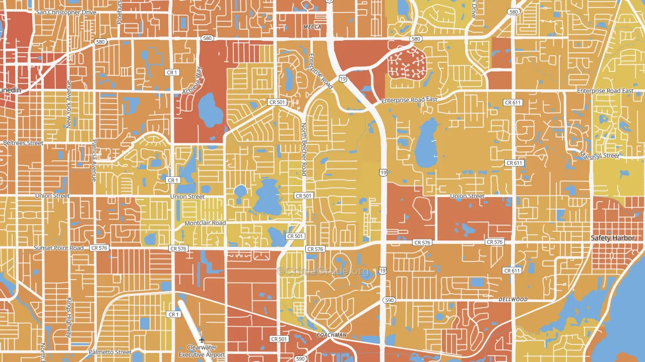 On Top of The World, Clearwater, FL Map of Vehicle Theft Rates