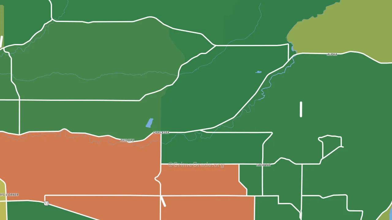 Onalaska, WA Map of Vehicle Theft Rates