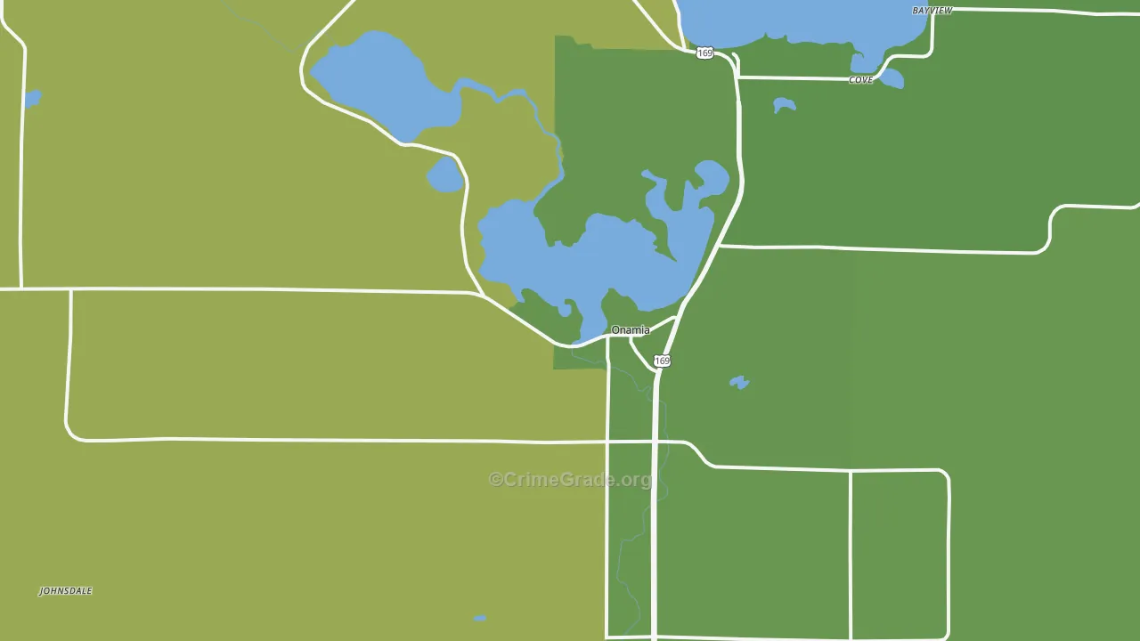 Onamia, MN Map of Vehicle Theft Rates