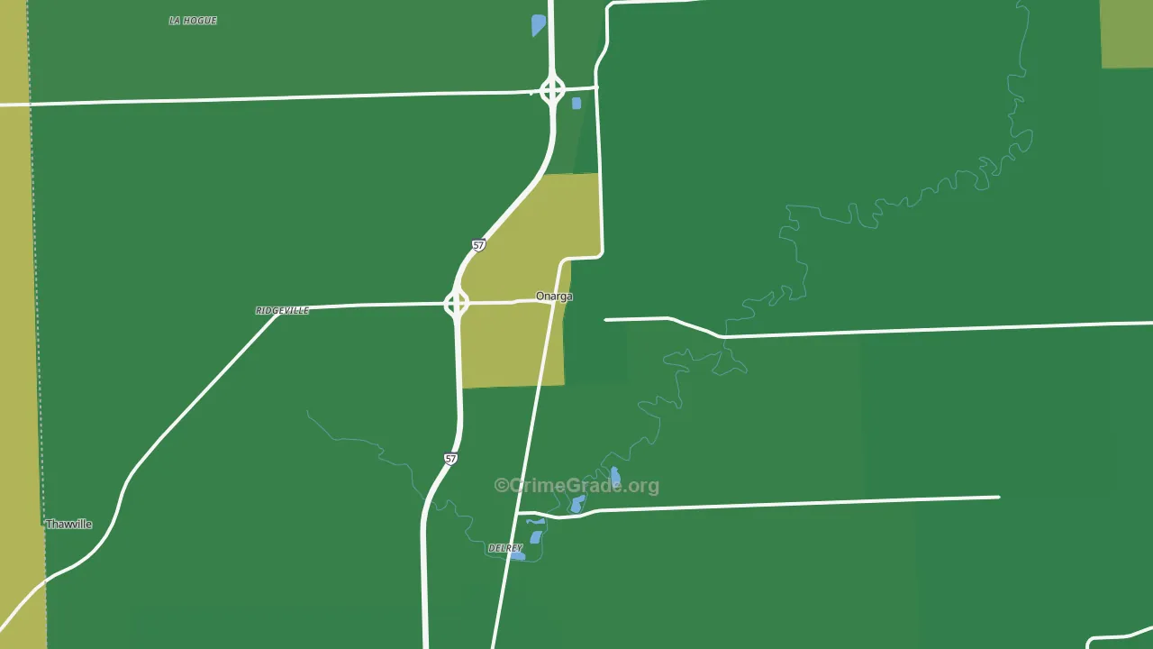 Onarga, IL Map of Vehicle Theft Rates