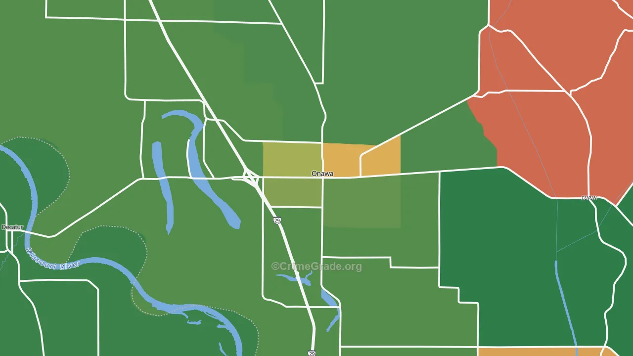 Onawa, IA Map of Vehicle Theft Rates