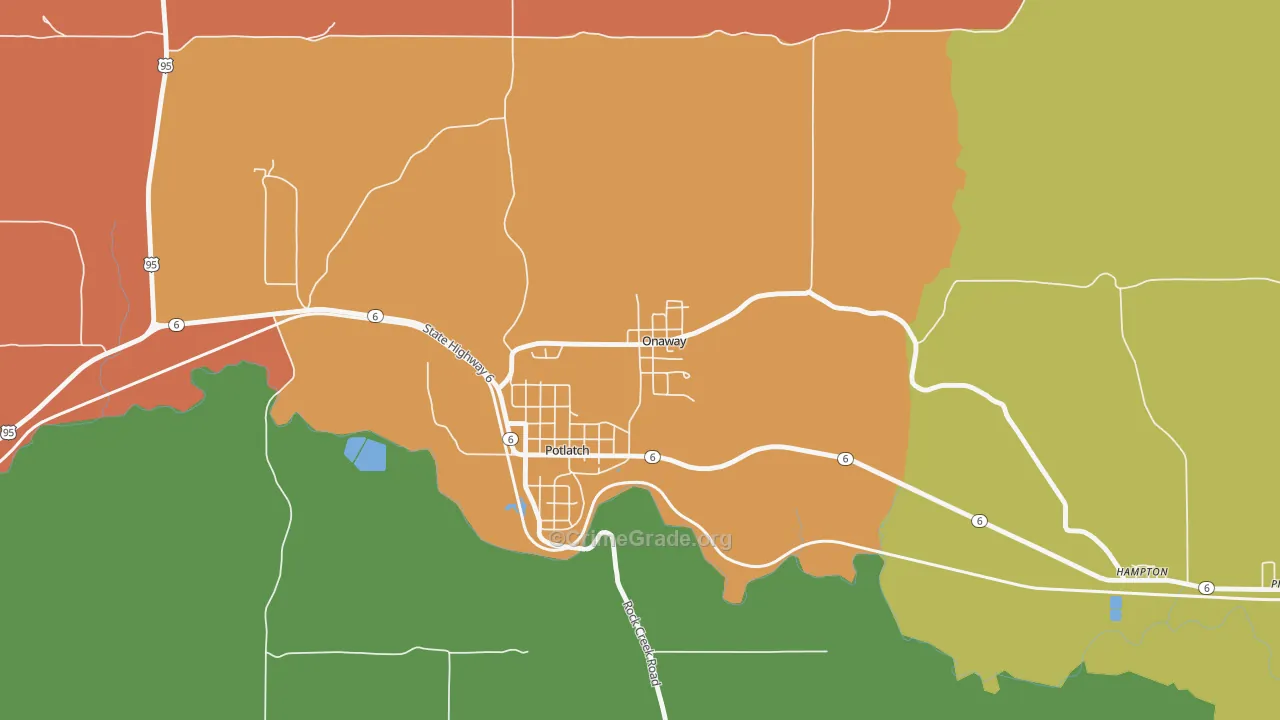 Onaway, ID Map of Vehicle Theft Rates