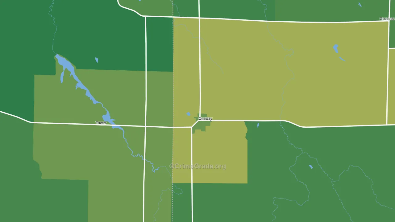Onaway, MI Map of Vehicle Theft Rates