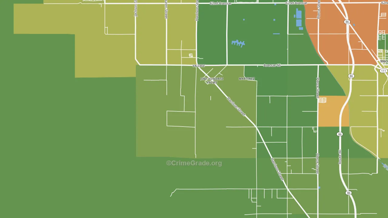 One Hundred Palms, CA Map of Vehicle Theft Rates