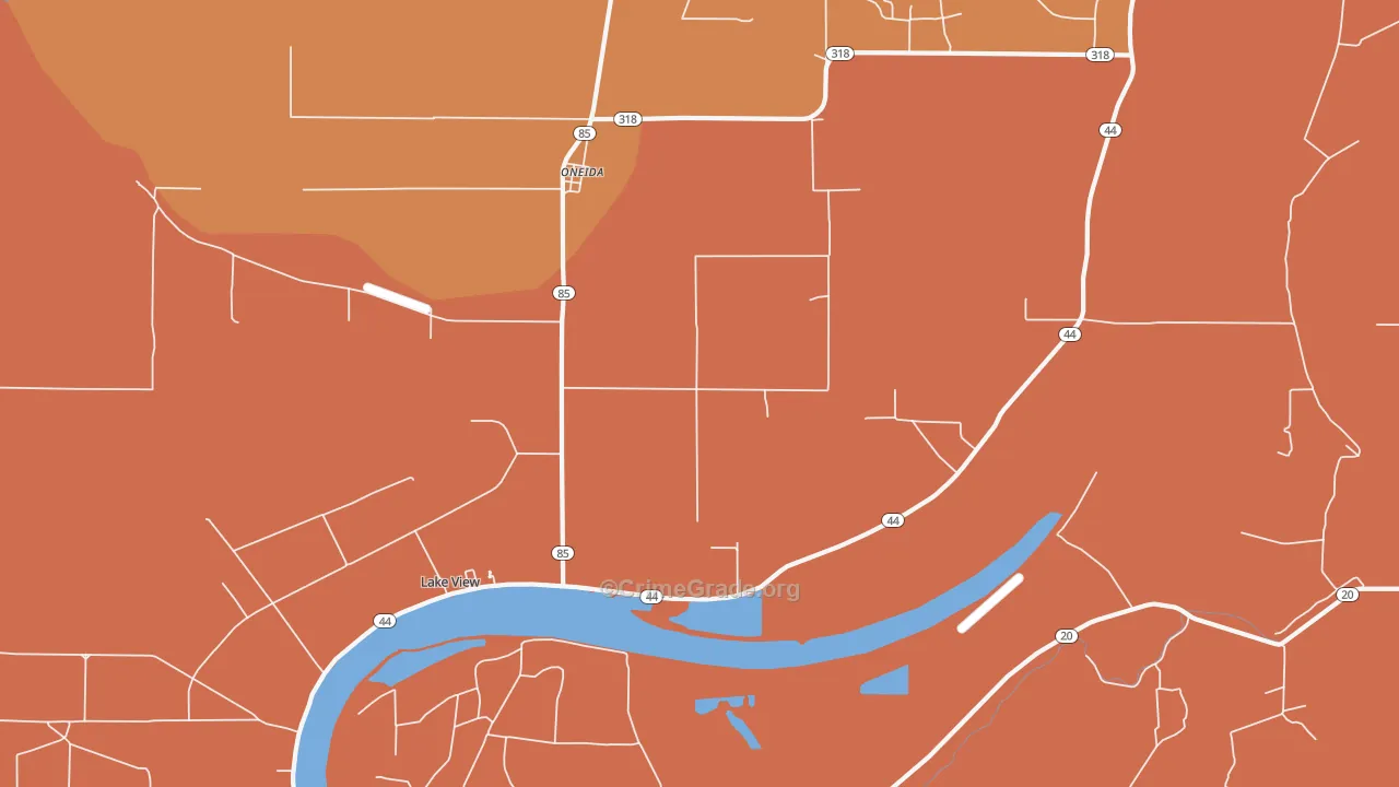 Oneida, AR Map of Vehicle Theft Rates