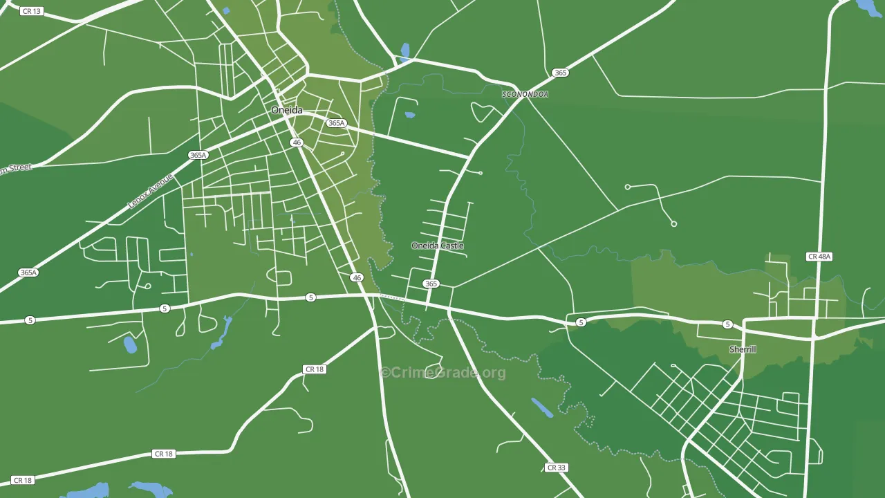 Oneida Castle, NY Map of Vehicle Theft Rates