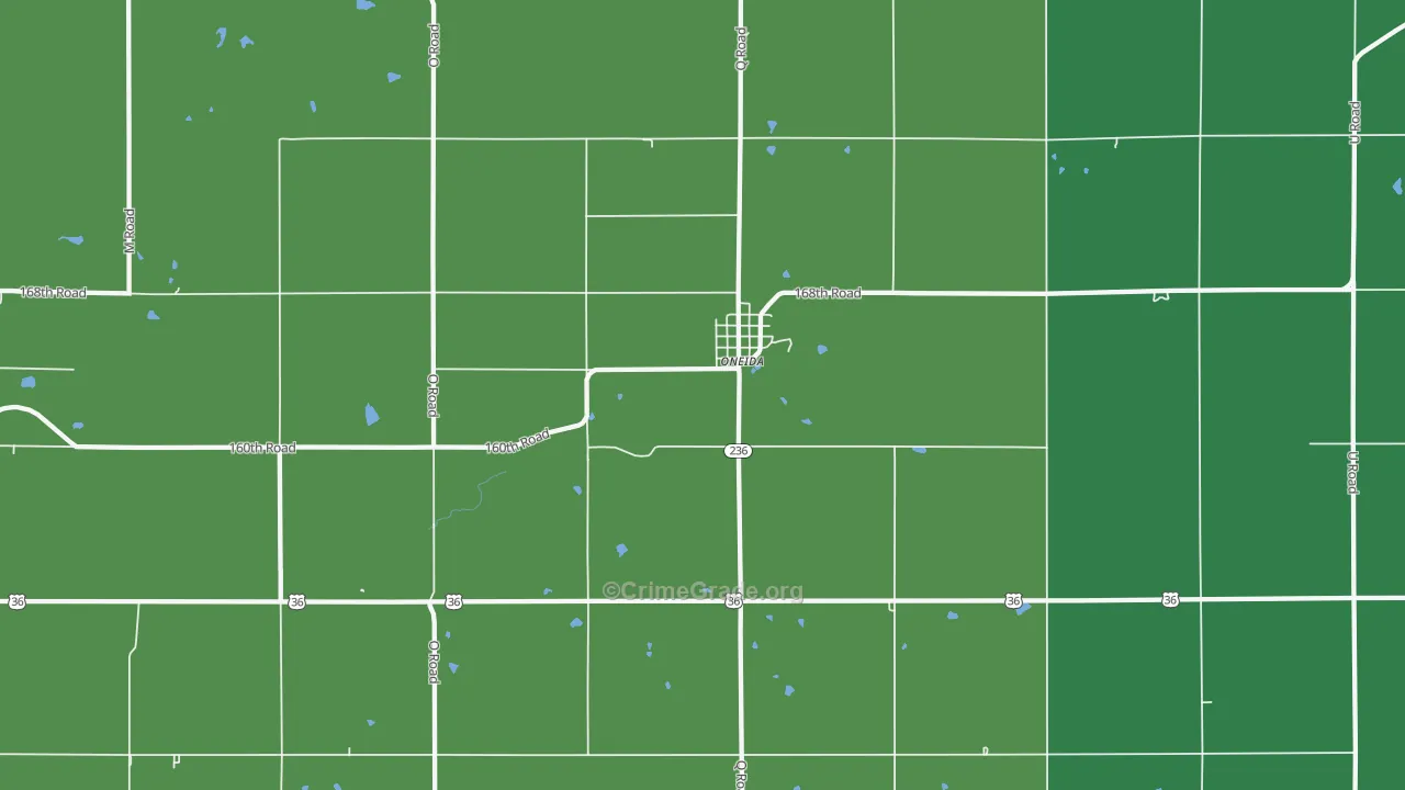 Oneida, KS Map of Vehicle Theft Rates