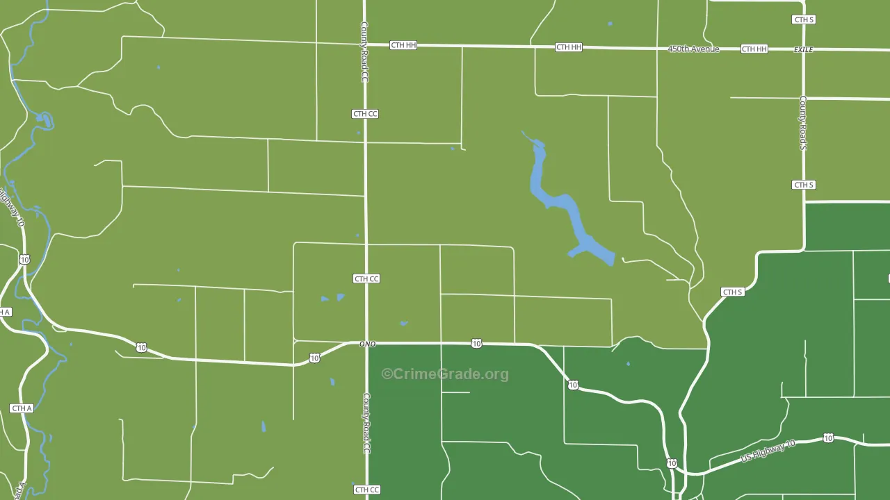 Ono, WI Map of Vehicle Theft Rates