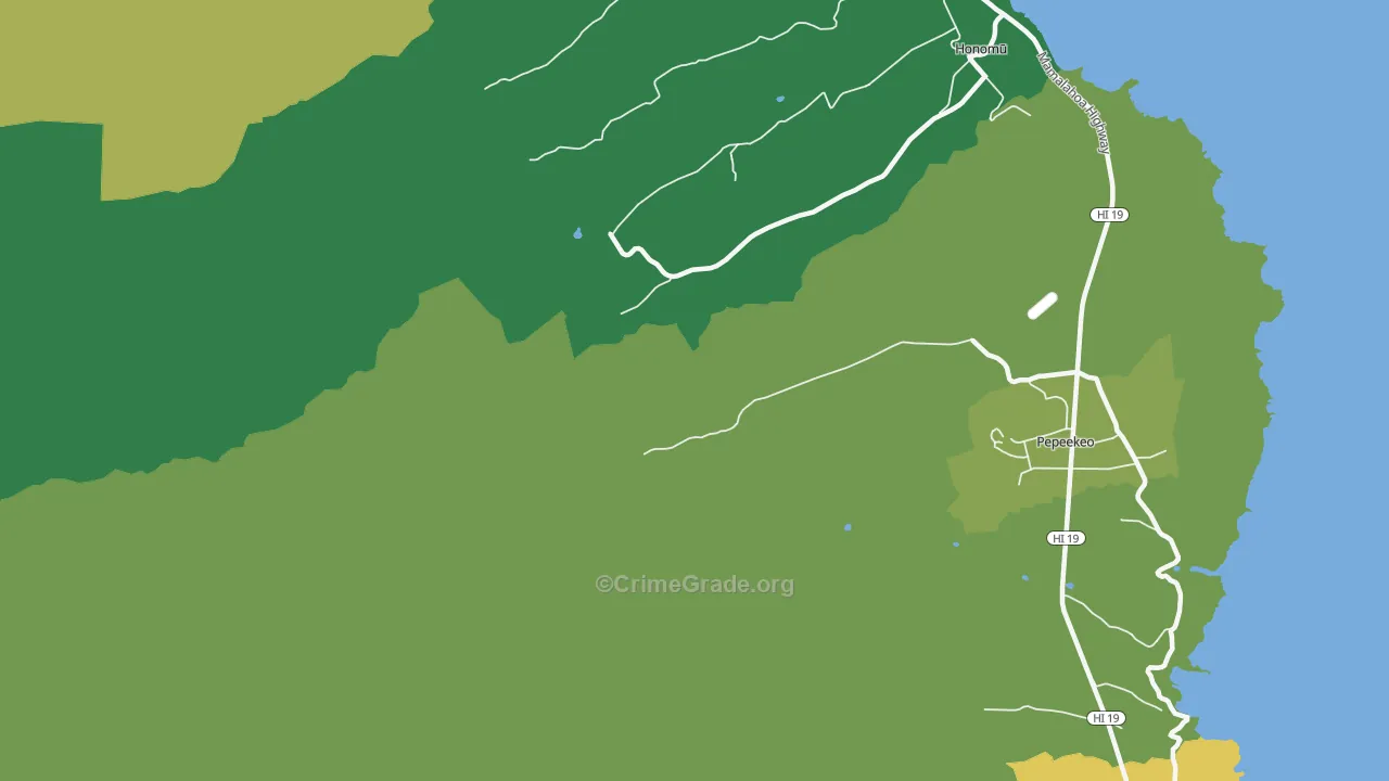 Onomea, HI Map of Vehicle Theft Rates