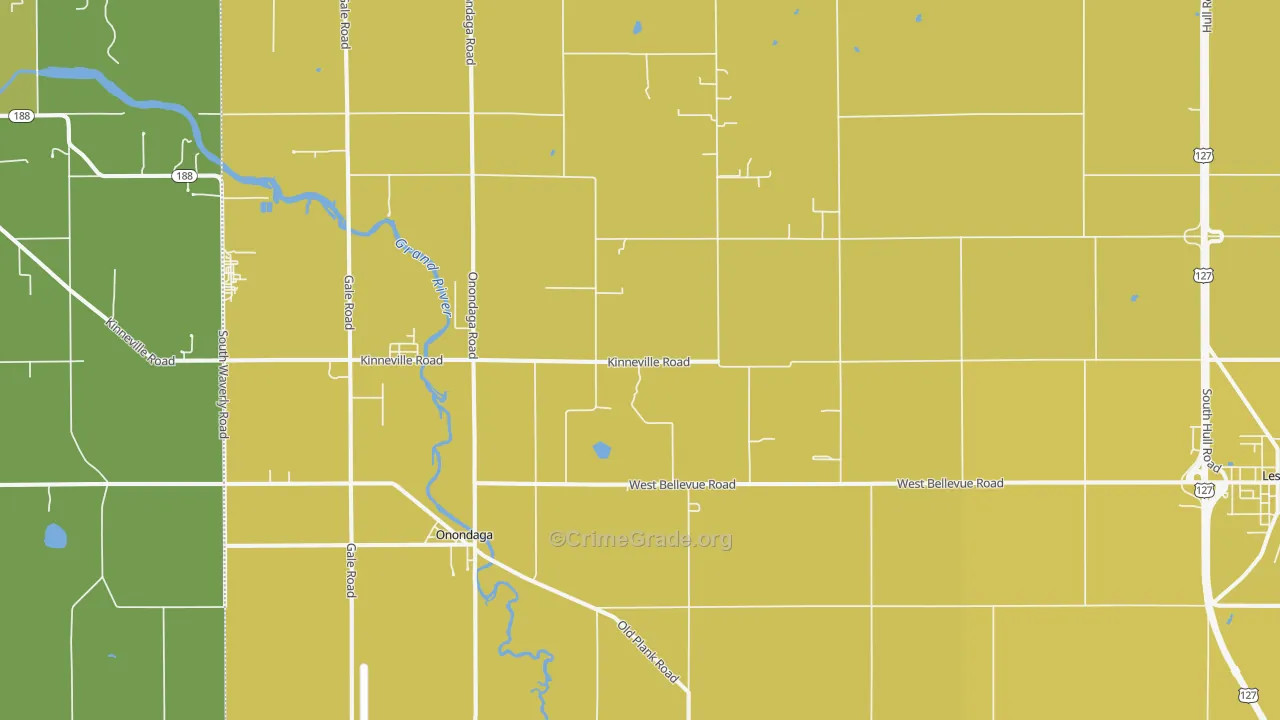 Onondaga, MI Map of Vehicle Theft Rates