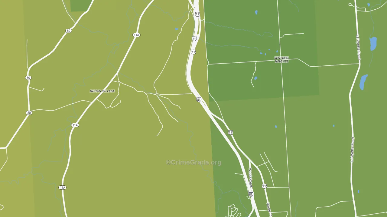 Onondaga, NY Map of Vehicle Theft Rates