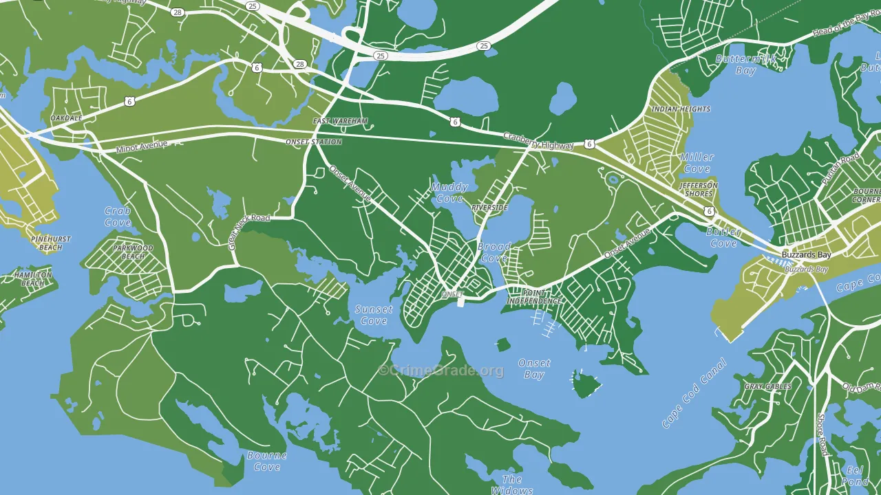 Onset, MA Map of Vehicle Theft Rates