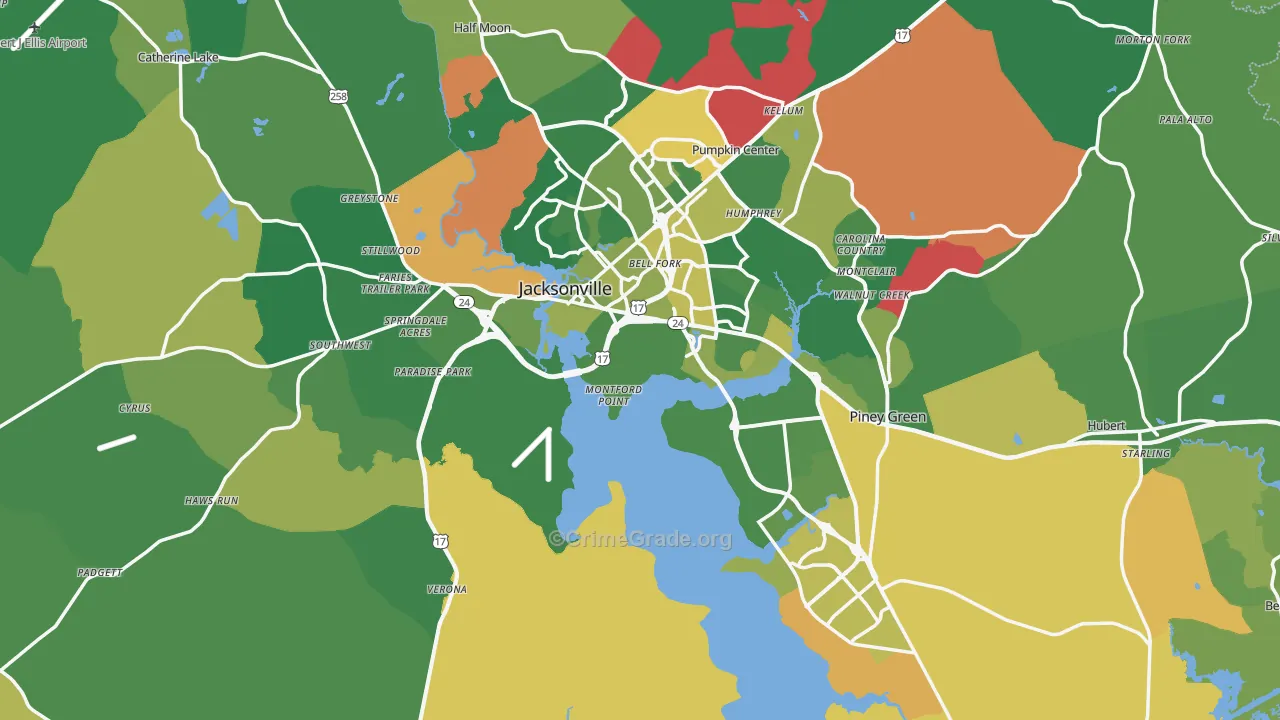Onslow County, NC Map of Vehicle Theft Rates