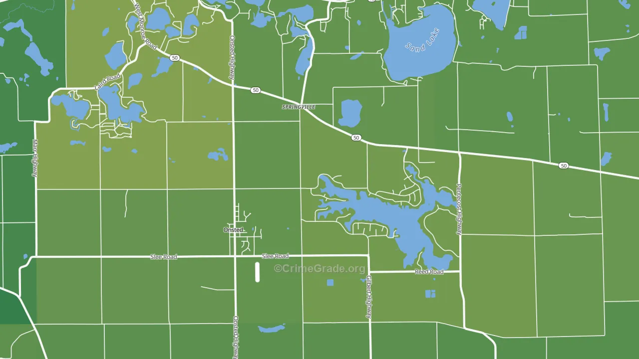 Onsted, MI Map of Vehicle Theft Rates