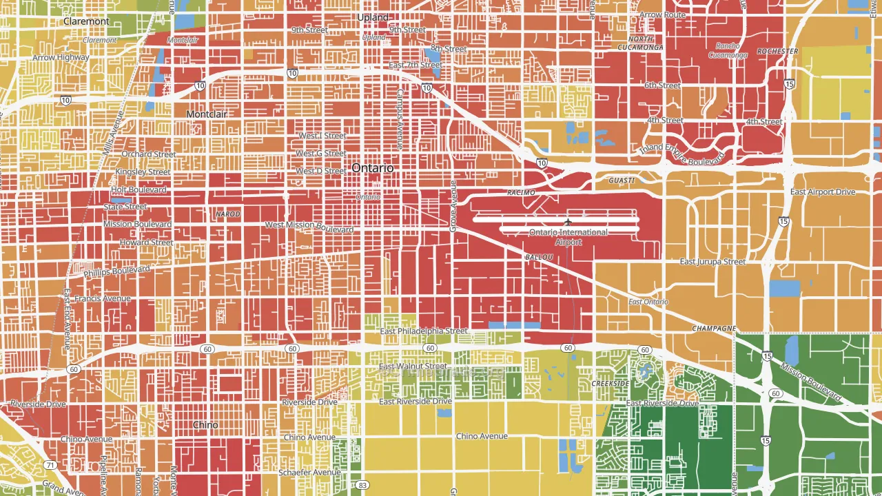 Ontario, CA Map of Vehicle Theft Rates