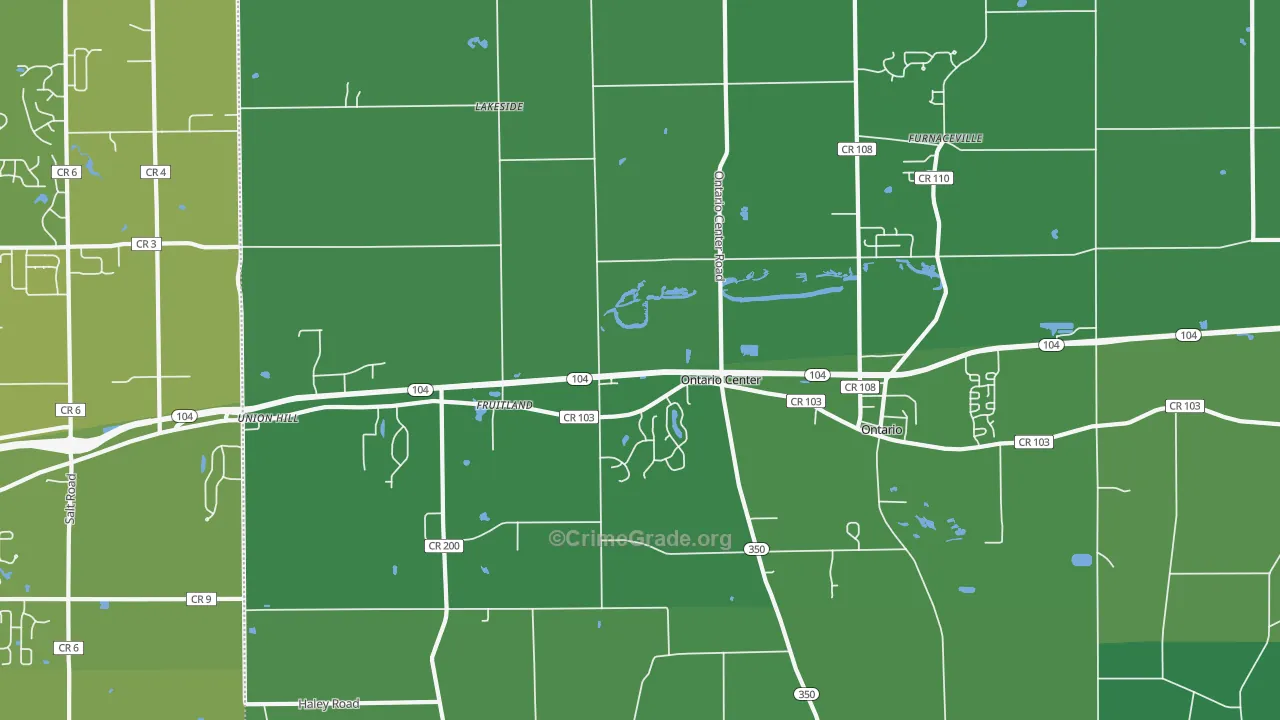 Ontario, NY Map of Vehicle Theft Rates