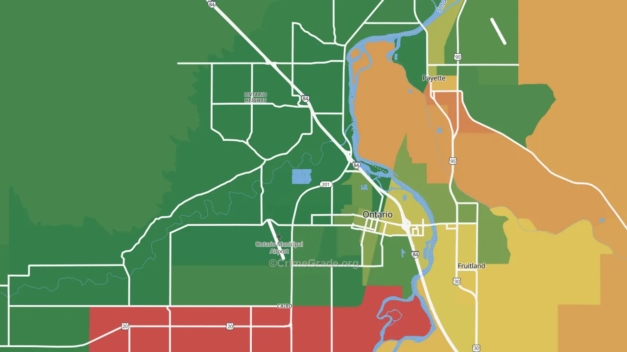 Ontario, OR Map of Vehicle Theft Rates