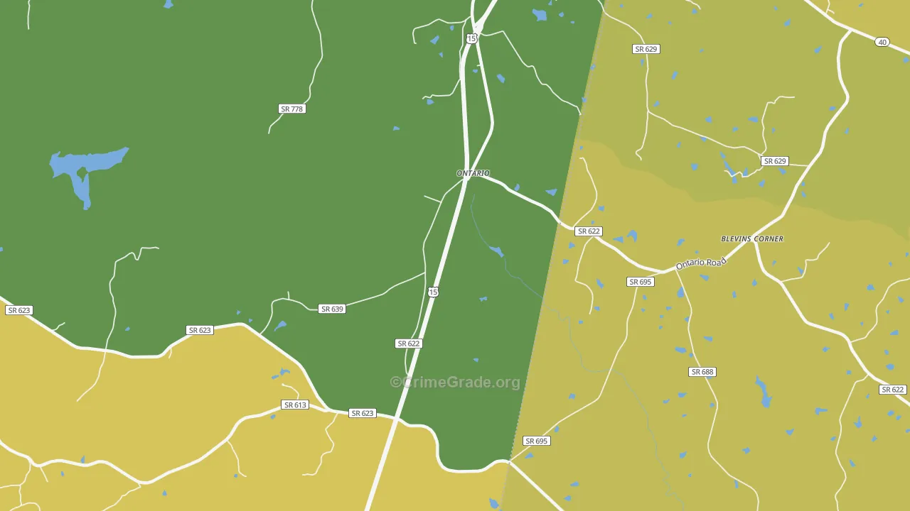 Ontario, VA Map of Vehicle Theft Rates