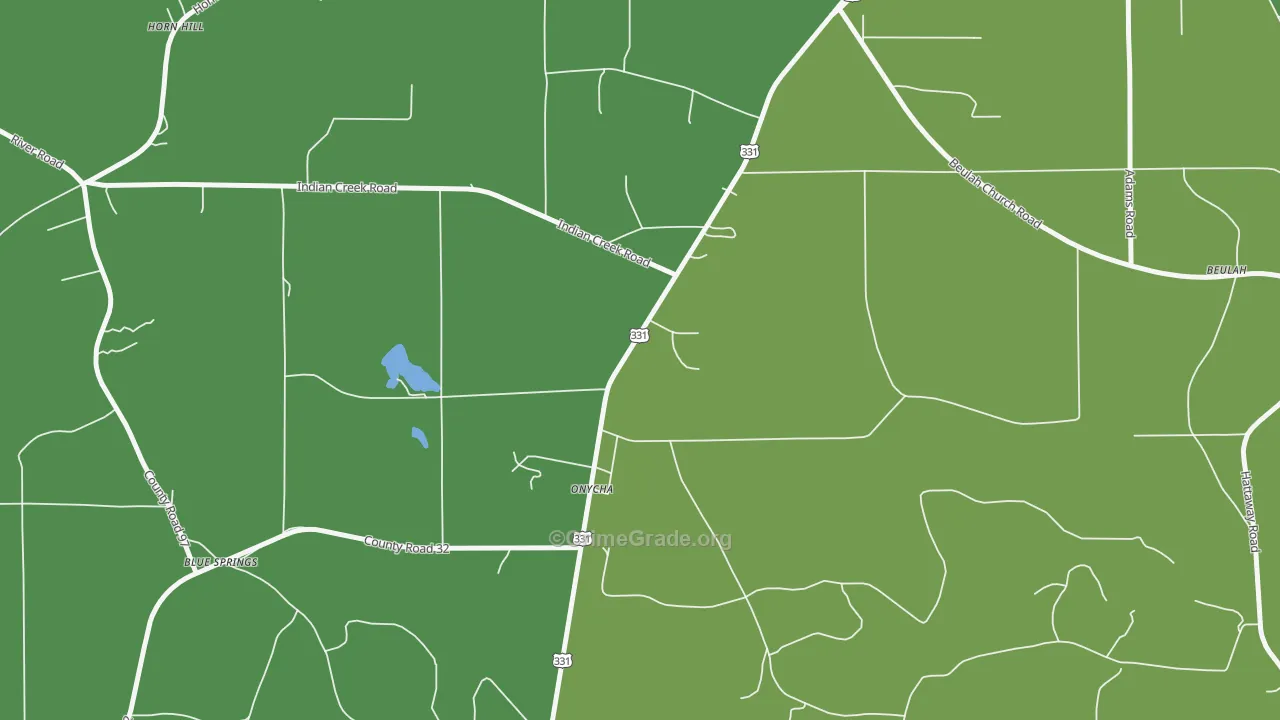 Onycha, AL Map of Vehicle Theft Rates