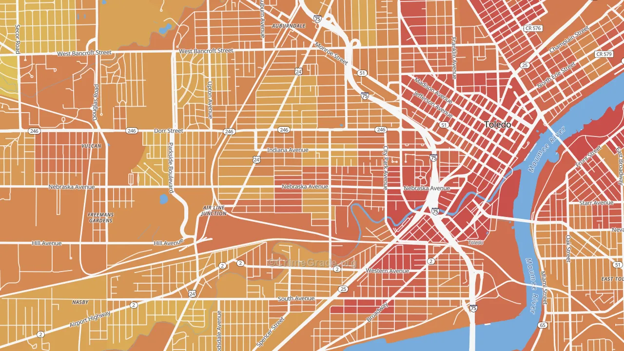 Onyx, Toledo, OH Map of Vehicle Theft Rates
