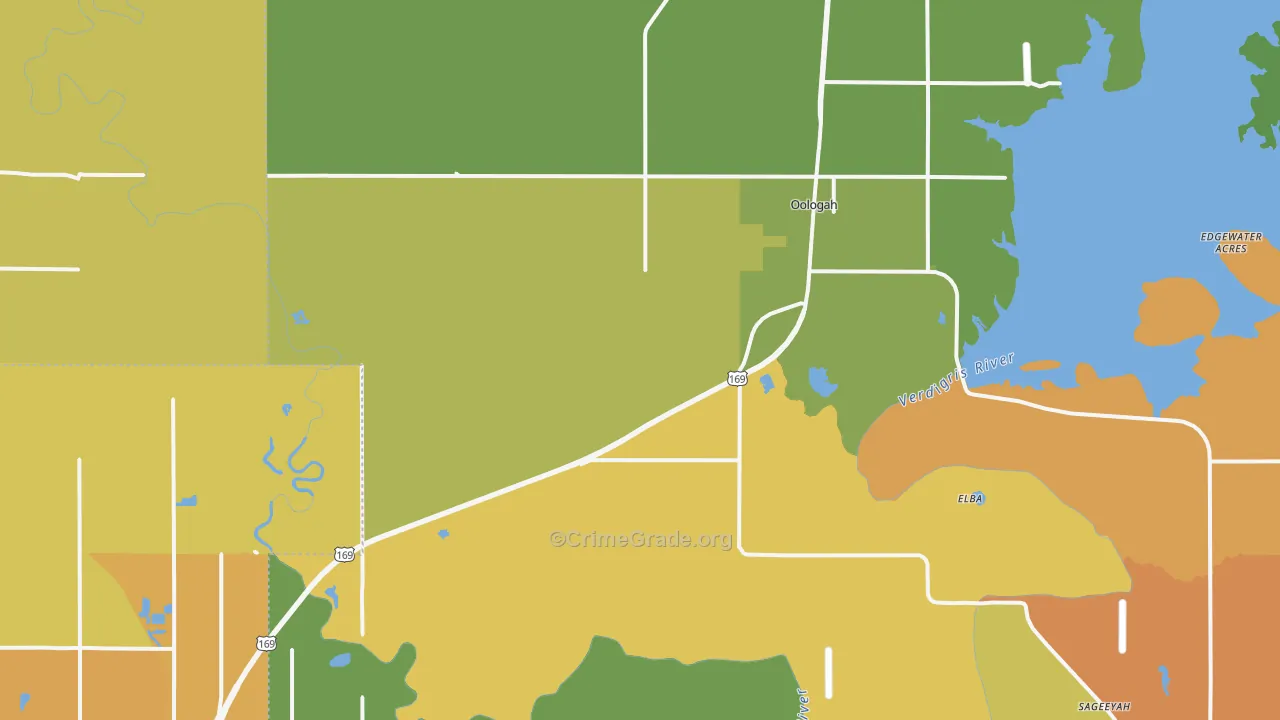 Oologah, OK Map of Vehicle Theft Rates