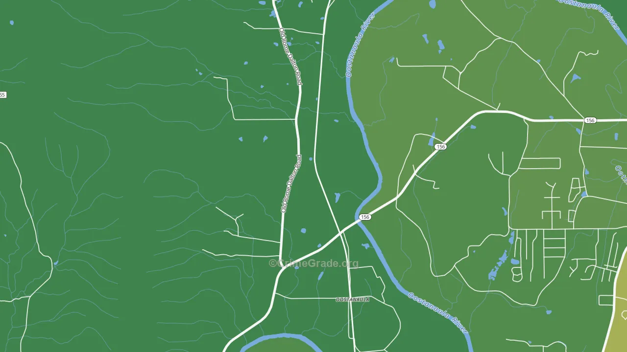 Oostanaula, GA Map of Vehicle Theft Rates