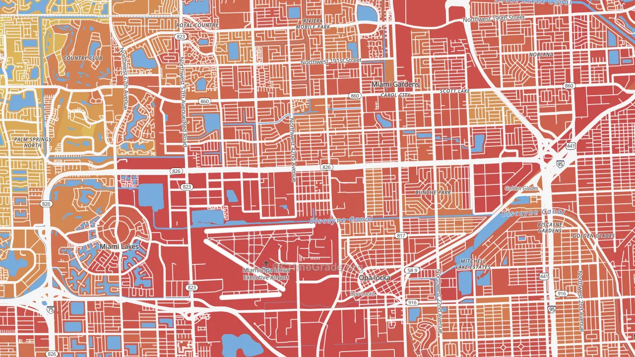 Opa-Locka, FL Map of Vehicle Theft Rates