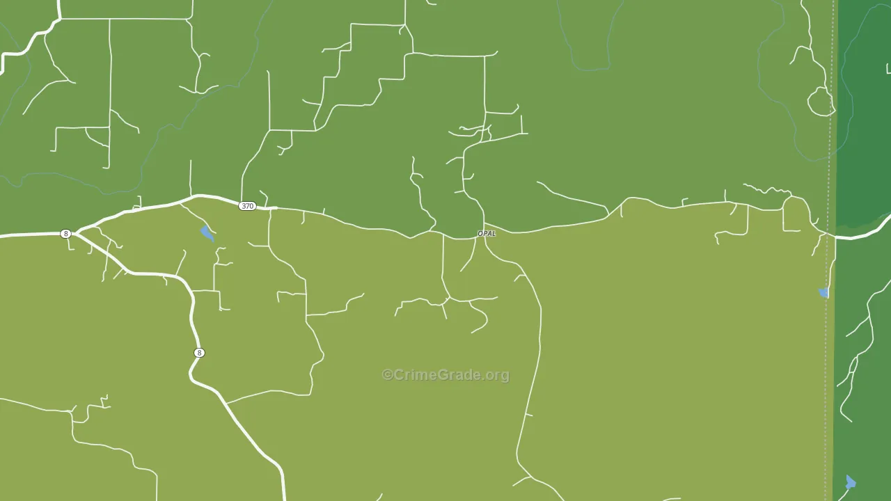 Opal, AR Map of Vehicle Theft Rates