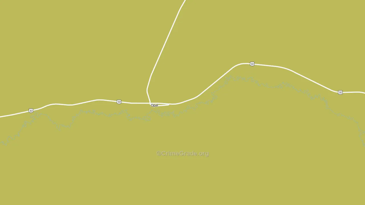Opal, WY Map of Vehicle Theft Rates