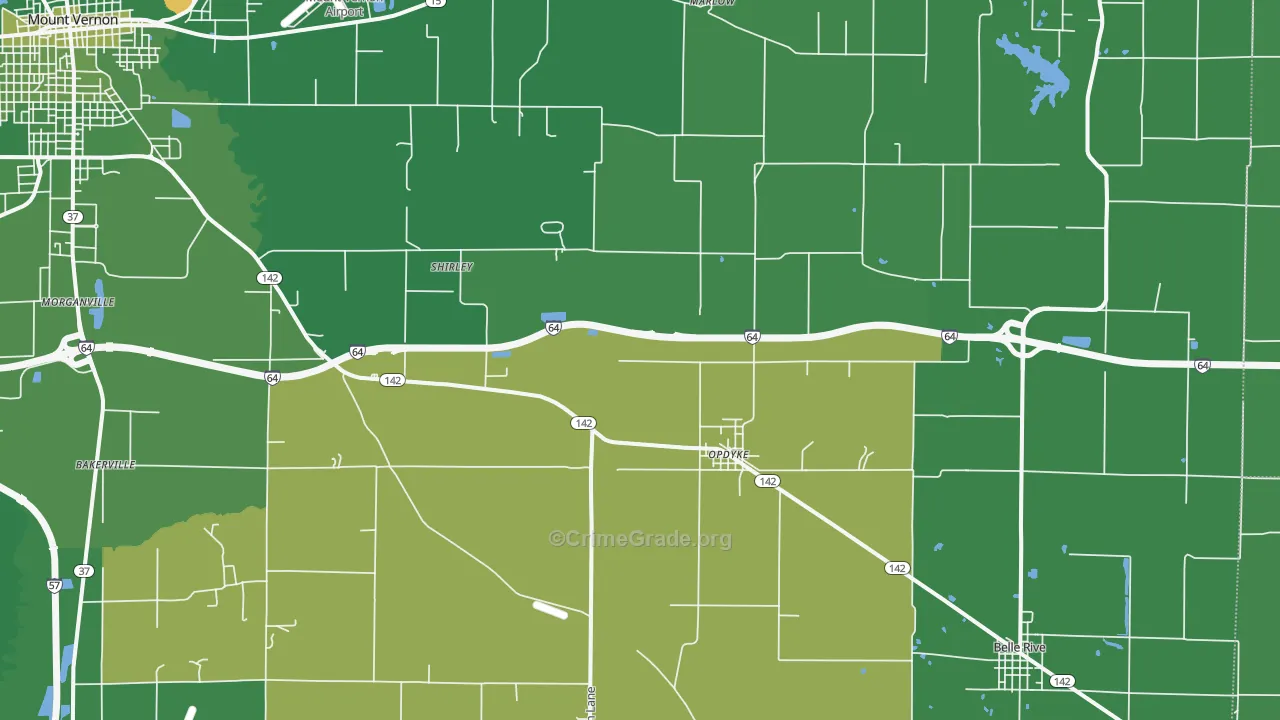 Opdyke, IL Map of Vehicle Theft Rates