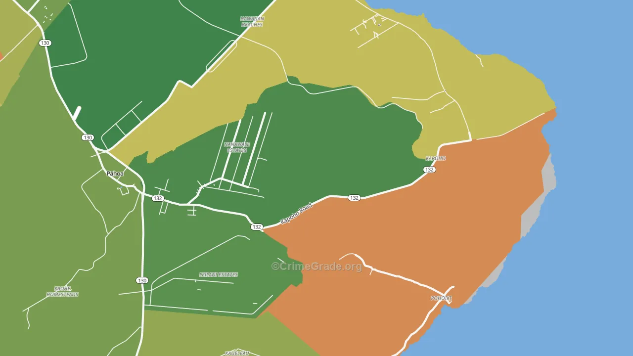 Opihikao, HI Map of Vehicle Theft Rates