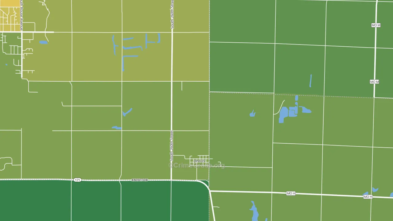 Opolis, KS Map of Vehicle Theft Rates