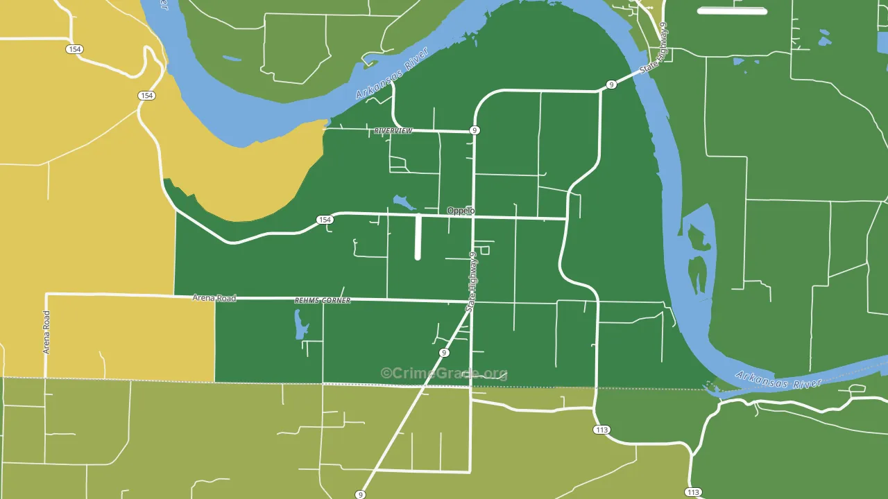 Oppelo, AR Map of Vehicle Theft Rates