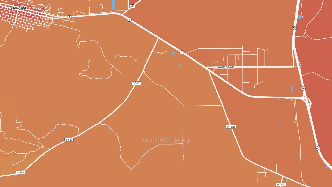 Opportunity, MT Map of Vehicle Theft Rates